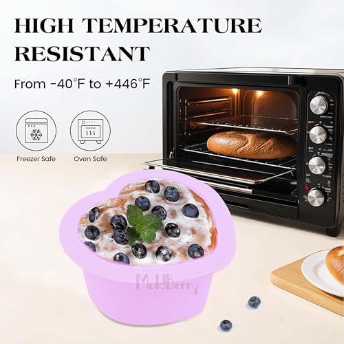 Image of MoldBerry Heart Shaped Silicone Cake Mold - 7.7cm Deep Mini Non-Stick Baking Pan for Bento Cakes, Cheesecakes, Muffins, Tarts, Snacks & Chocolates - Reusable Silicone Mould - 1 Pack