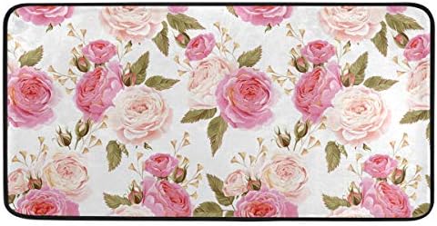 AGONA Anti Fatigue Kitchen Mat Spring Pink Rose Floral Flower Kitchen Floor Mat Soft Standing Mats Non Slip Kitchen Rugs Bath Rug Runner Carpet for Home Decor Indoor Outdoor