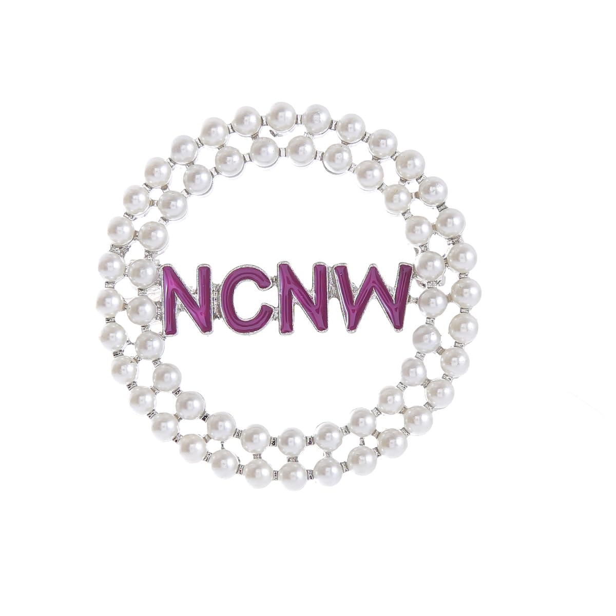 Fashion Sorority Brooch Gift Purple Enamel White Pearl Letter NCNW Pin Sisterhood Sorority Jewelry for Women-image-2
