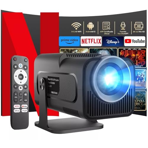 Consejos para Comprar Proyector Steren los 5 más buscados. 46 QYIKLPY Proyector 4K Portátil Netflix Oficial – Android 13, Pantalla de 150 Pulgadas, 400ANSI/15000 Lúmenes, 1080p Nativo, Compatible con 4K/8K, BT 5.2/WiFi 6,...