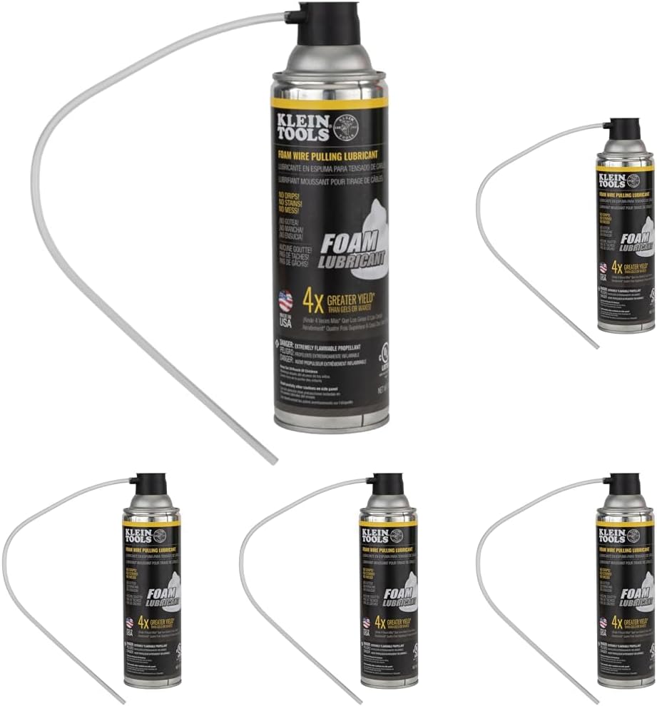 Klein Tools 51100 Pulling Lubricant, Made in USA, Electrical Wire Pulling Foam Lubricant (Pack of 5)