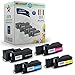 4PK DELL E525W E525DW High Yield Toner Cartridges - 1 Black, 1 Cyan, 1 Yellow, 1 Magenta - Compatible - For Dell E525w by INKUTEN ©