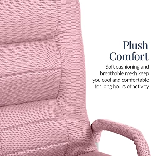 Image of Best Choice Products Swivel Gaming Chair 360 Degree Multipurpose Floor Chair Rocker for TV, Reading, Playing Video Games w /Lumbar Support, Armrest Handles, Adjustable Foldable Backrest - Pink