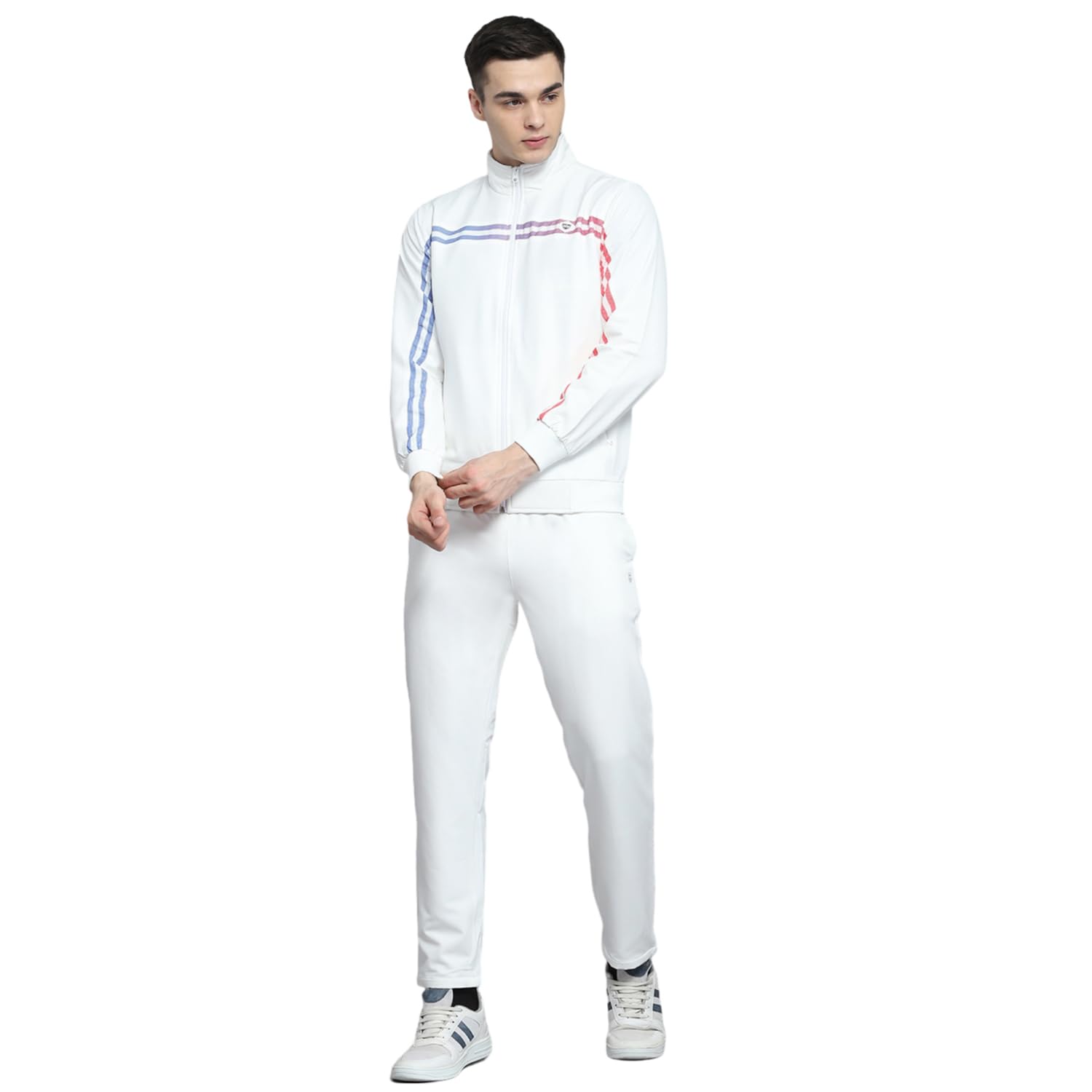 monte carlo Mens Solid White Mock Neck Full Sleeve Tracksuit 224261508-1-picture-17