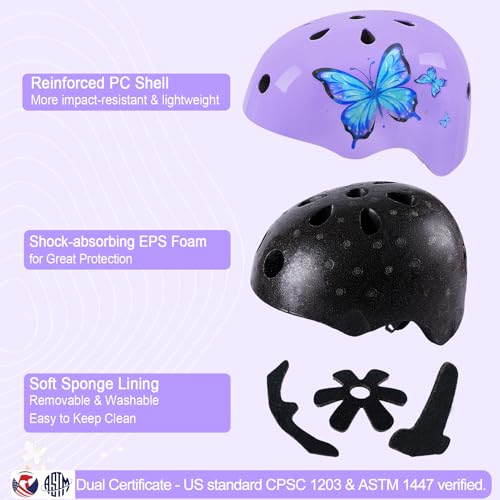Image of Kids Bike Helmet Adjustable Youth Toddler Helmet with DIY Stickers for Girls Age 3-5-8-14 Years for Bicycle Scooter Skateboard Roller Skating