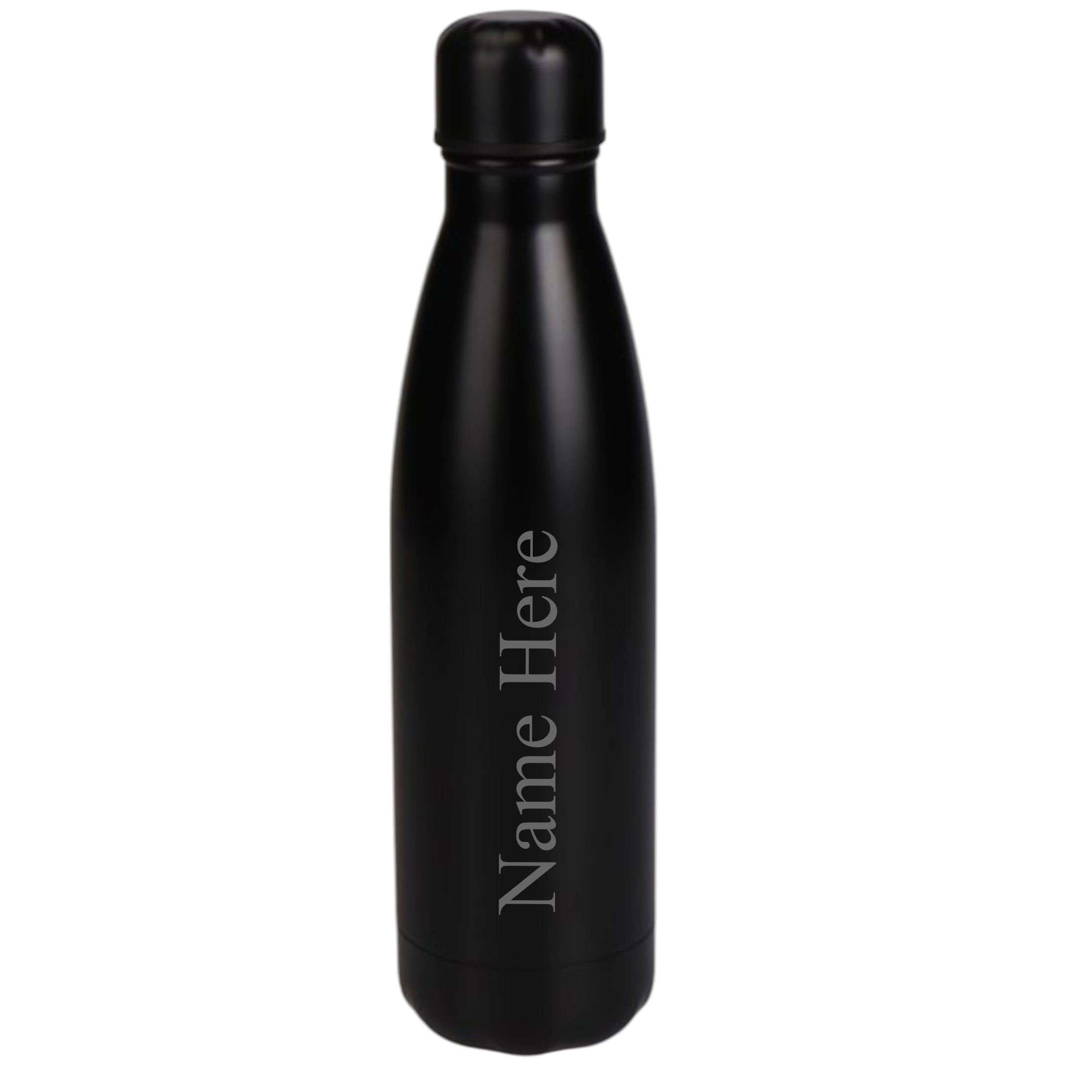 [Custom] Personalised Engraved Any Name 500ml Insulated Water Bottle Hot or Cold Drinks Selection of Colours (Black)