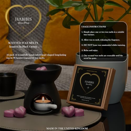 habibis 16 Heart Wax Melts Inspired by Black Opium Strong Luxury Scented Gift Set Upto 96 Hours Home Handmade Candle - Image 5