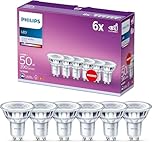 Philips LED Classic 6 Pack [GU10 Spot] 4.6W - 50W Equivalent, 220 - 240V, Cool White 4000K (Non-Dimmable)