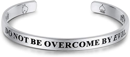 UNY Joyería cita inspiradora No te dejes vencer por el mal, sino superar el mal con el bien - Romanos 1221, 8,5 pulgadas, Metal