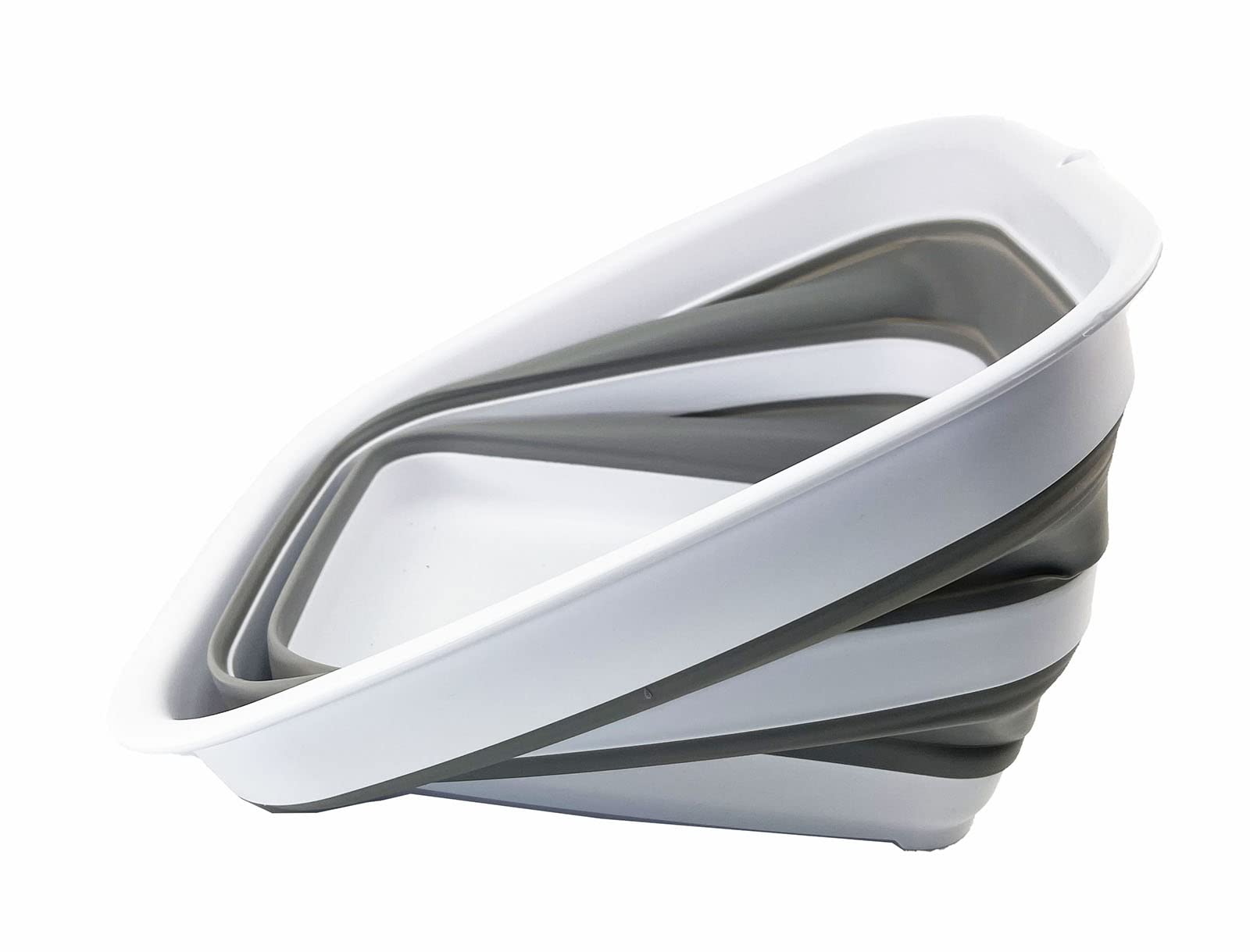 SAMMART Bacinella pieghevole in plastica da 15 l, lavabo portatile, salvaspazio, facile da riporre (bianco/grigio)