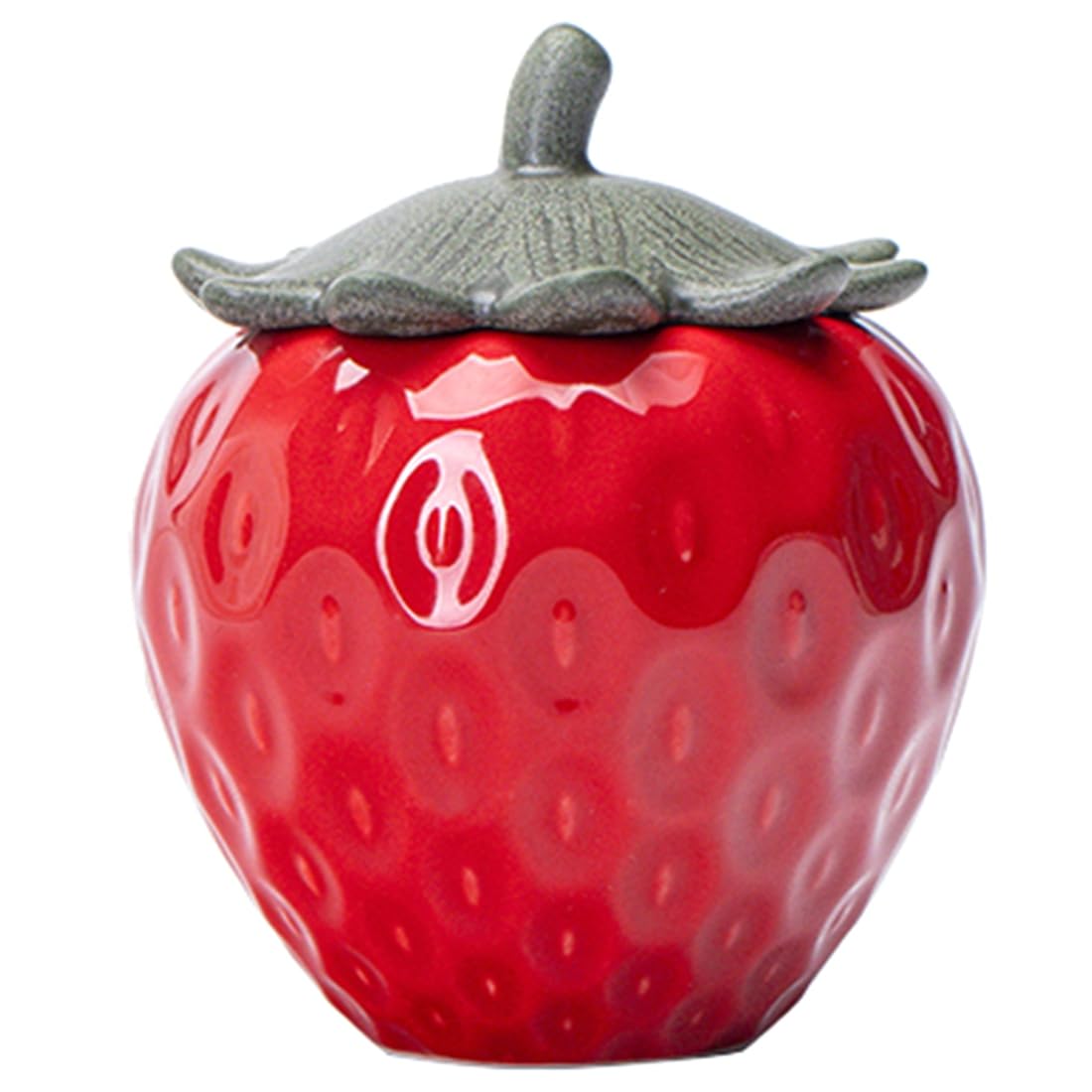 UDSKNV[KSL Ceramic Simulated Strawberry Tea Jar Home Decoration Wedding Candy Sealed Storage Jar Gift for Birthday Banquets