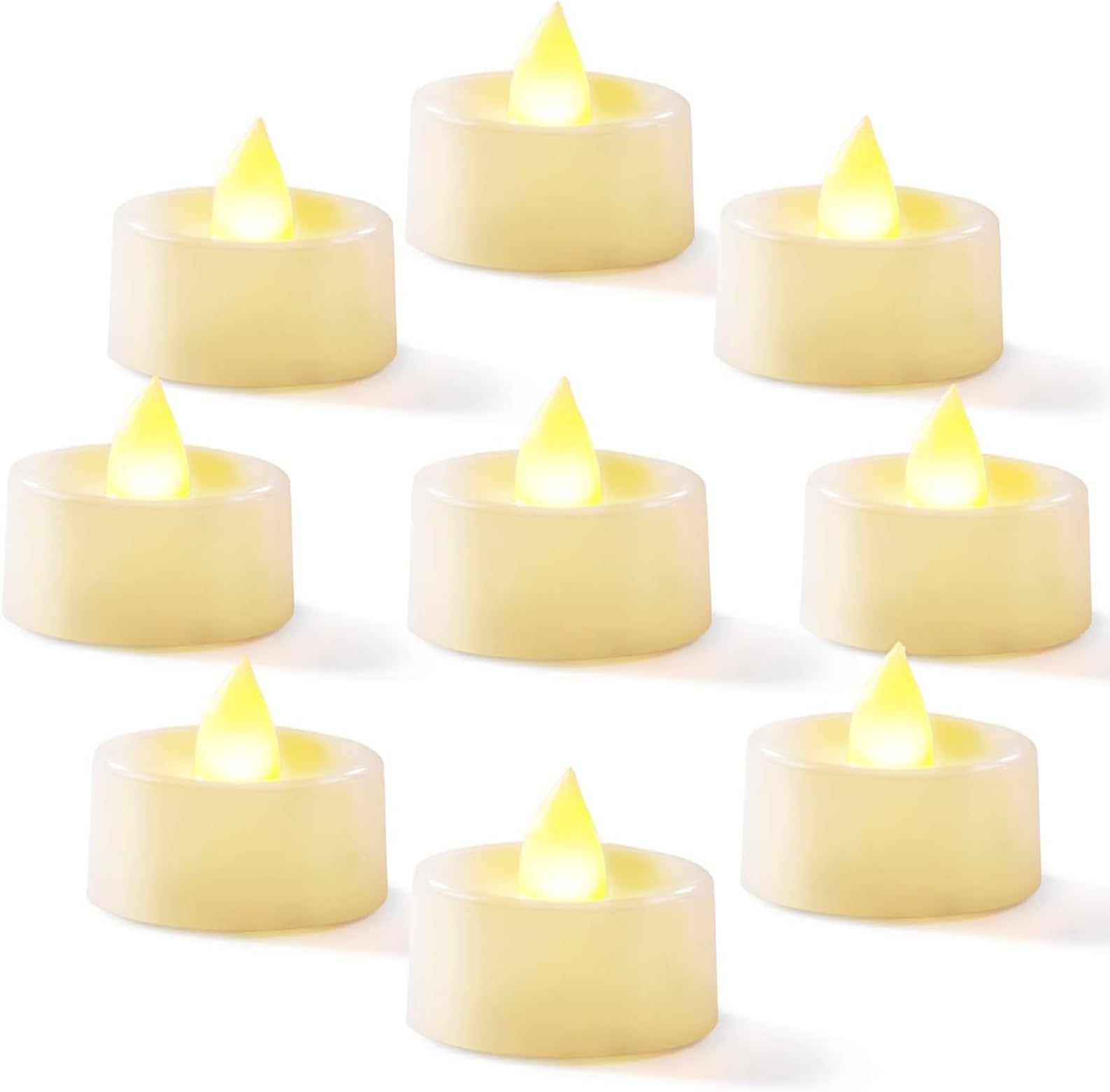 Homemory 24 Pack Warm White Battery LED Tea Lights, Lasts 3X Longer, 200Hours, Flameless Flickering Tealight Candle, Electric Fake Candle for Votive, Wedding, Party, Table, Dining Room, Gift