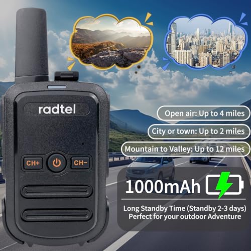 Radtel RT12 Walkie Talkies for Adults Rechargeable 2 Pack, Long Range Handheld FRS Two Way Radio 16CH Handsfree VOX for Camping Hiking (Black) - Thumbnail 3