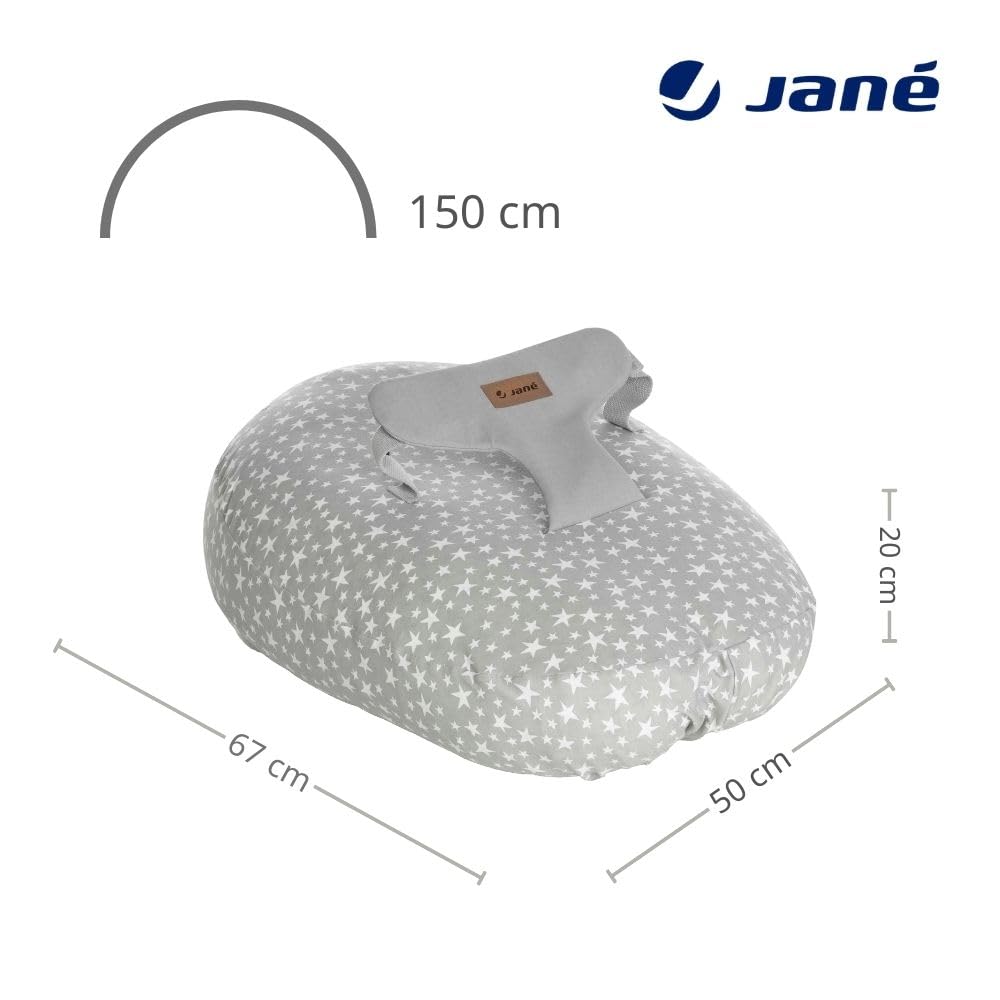 Jané Cuscino Maternale Multifunzionale, Cuscino Gravidanza, Allattamento, Amaca, Riduttore, con Custodia, Grigio