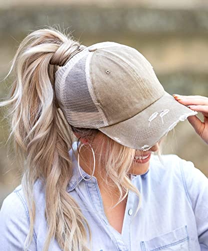 ProMindFun Womens Pony Hat High Ponytail Baseball Cap Girls Messy Bun Caps Camouflage Trucker Bad Hair Day Adjustable Dad Hat3