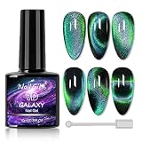Cat Eye Gel Nail Polish, 9D Cat Eye Gel Nail Polish, Magic Chameleon Polish Soak Off U V Light Christmas Green Professional Use for Salon-A