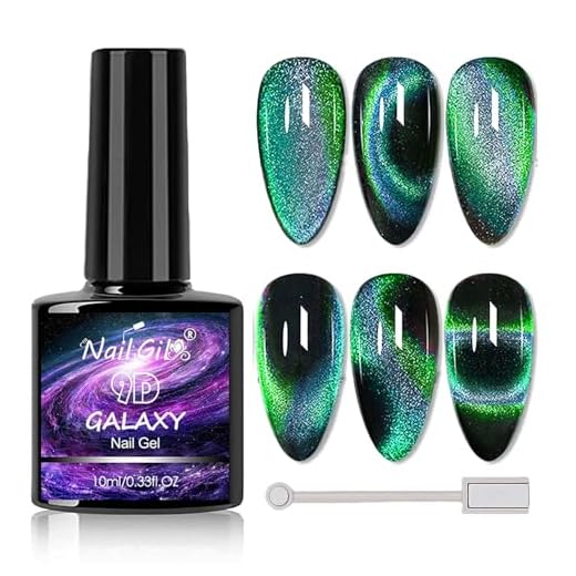 Cat Eye Gel Nail Polish, 9D Cat Eye Gel Nail Polish, Chameleon Gel Polish Soak Off U V Light, Double Magic Colors Nail Polish Professional Use for Salon-A