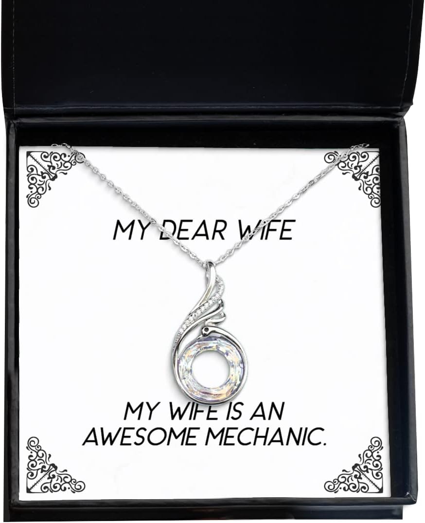 Sarcastic Wife Rising Phoenix Necklace, My Wife is an Awesome Mechanic, Present for, Inspire Gifts from Husband