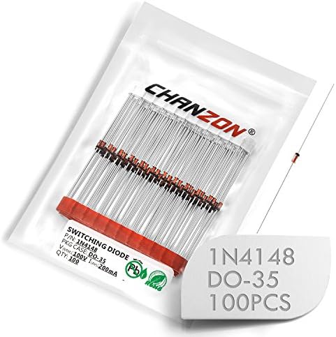 (Pack of 100 Pieces) Chanzon 1N4148 Small Signal Fast Switching Diodes High-Speed Axial 200mA 100V DO-35 (DO-204AH) IN4148 4148 200 mA 100 Volt