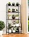 Yutrchey 5-Tier Metal Plant Stand Indoor Outdoor, Waterproof Flower Stand for Multiple Pots, Heavy Duty Plant Stands for Living Room Patio Garden Decor, Tall Plant Shelf with Leveling Feet, Black