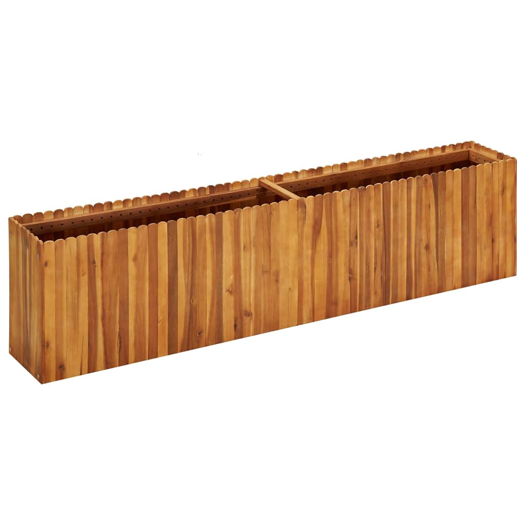 vidaXL Solid Acacia Wood Garden Raised Bed - Large, Outdoor, Rustic, Weather Resistant, Slatted Design Planter with Easy Assembly