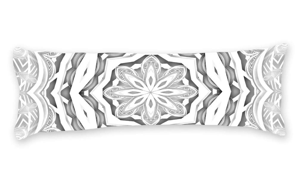 AILOVYO Pillow Cover Simply Mandala Pattern Silky Shiny Satin Long Body Pillow Case Home Decor 20 x 54Inch