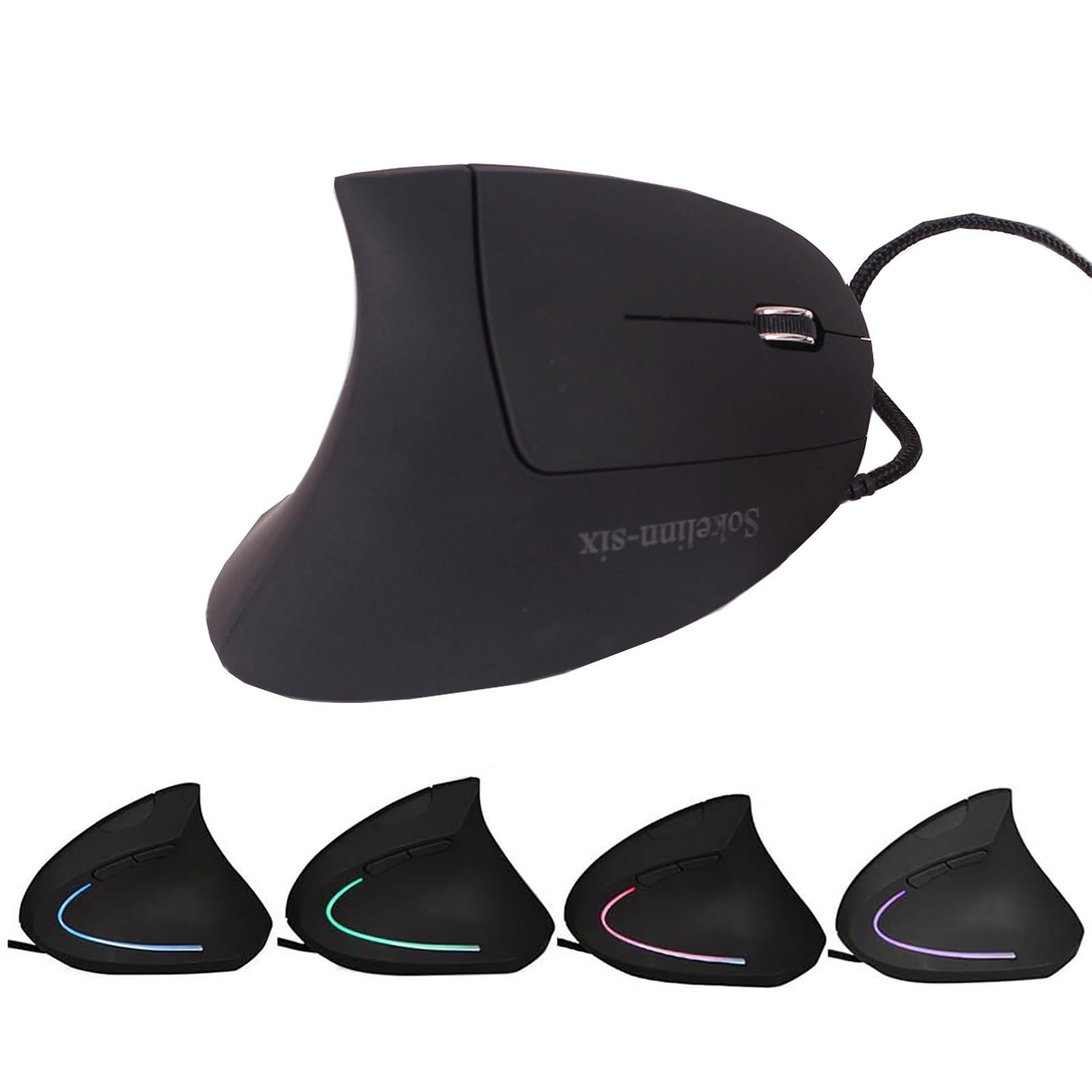 Ratón vertical Sokelinn-six con cable USB, 3200 DPI ajustables para computadoras 4