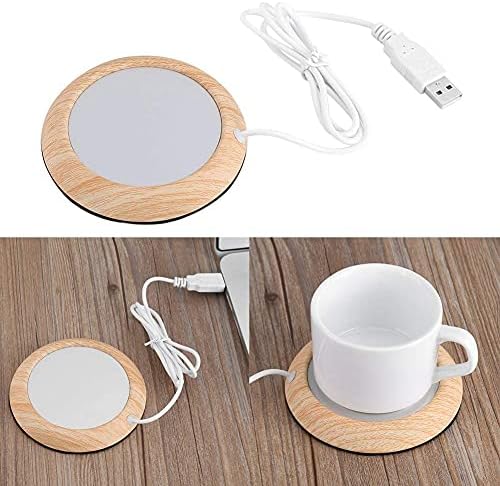 USB Wood Grain Cup Warmer Cup Mug Warmer for Tea Coffee or Milk Heat Beverage Mug Mat Home Office Desktop Heated Coffee Tea Mug Pad(1#)
