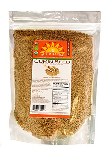 Whole Cumin Seed, Organic, USDA (1 Pound), Best Tasting, Flavorful Cumin or Jeera seeds from Buy Wellness Organics