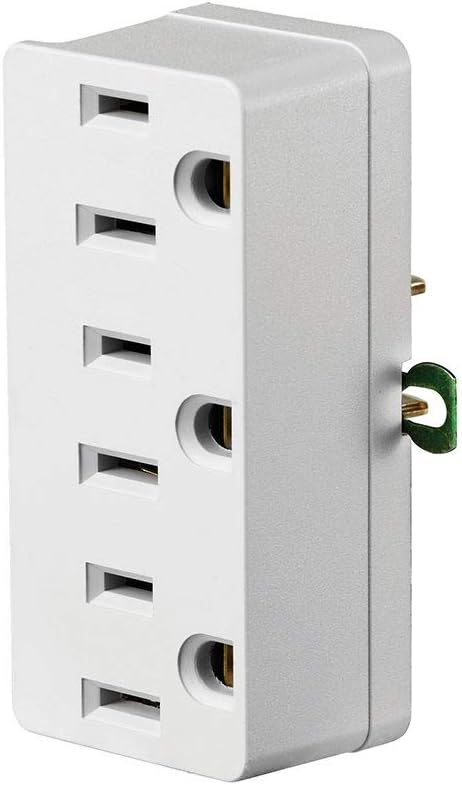 Leviton 698-W 15 Amp, 125 Volt, Triple outlet Adapter, Grounding, White