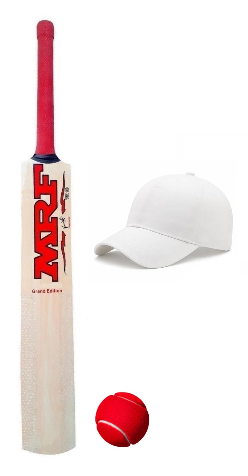 Wooden Popular Willow Kids Cricket Bat Size 6 with 1 Tennis Ball for 11-15 Year Kids Combo Pack