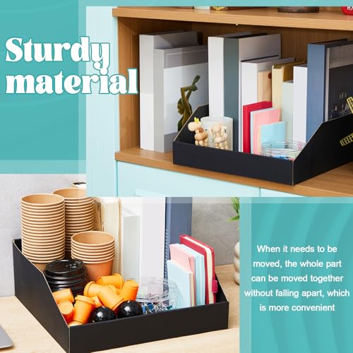 Image of Fuyoooo 30 Pack 12 x 10 x 4. 5 Inches Cardboard Storage Bins Open Top Bin Boxes Black Corrugated Shelf Organizer Bins for Pantry, Parts, Garage, Snacks, Bottles, Cans or Warehouse Home Cubby
