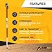 AdirPro Aluminum Prism Pole - Telescopic 15’ (4.6m) - Adjustable Tip – Quick Release Clamp - Metric Graduation - Strong & Lightweight GPS Pole - for Use with Prisms - Rover Rod - GNSS Instruments