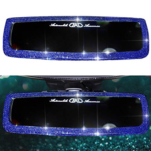 YIDEXIN Bling Car Mirror Accessories for Women ï¼† Men Rhinestone Car Rear View Mirror Crystal Diamond Rear View Mirror Cover for Women(Blue)