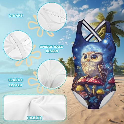 Image of WELLFLYHOM Girls' One Piece Swimsuit for Age 5-14 Cross Back Full Coverage Swimwear Sleeveless Bathing Suits