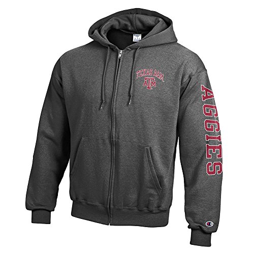Elite Fan Shop Texas A&M Aggies Full Zip Hooded Sweatshirt Letterman Charcoal - XXL