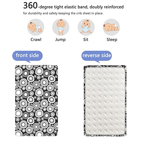 Abstract Themed Fitted Crib Sheet,Standard Crib Mattress Fitted Sheet Soft And Breathable Bed Sheets - Crib Mattress Sheet Or Toddler Bed Sheet,28“ X52“,White Black #TOP4