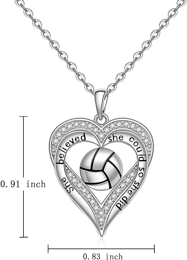 Fenthring Sterling Silver Heart Volleyball Necklace - Women's Mothers Day & - Image 6