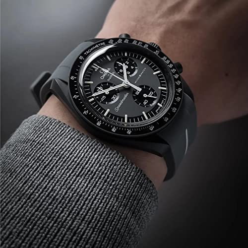 Image of Bands for Moonswatch Watch,Curved No Gap Rubber Strap Compatible with Omega X Swatch Moonswatch Speedmaster /Rolex /SEIKO 20mm Watch,Swatch Omega Moonswatch Speedmaster Watch Replacement Band Men Women