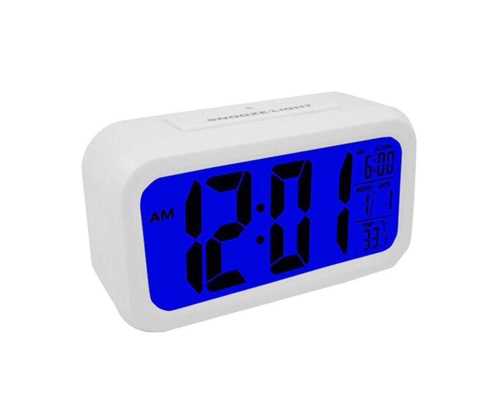 Buy Blue , Plastic Digital LCD Snooze Alarm Clock + Sensor Light