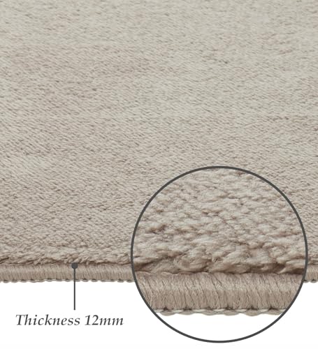 Image of Obsessions Large Indoor Polyester Carpet with Solid Pattern Felt Backing, Ideal for Bedroom & Living Room 160x230cm, Taupe