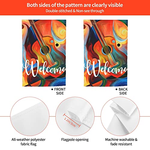 Guitar Music And Rhythm Print Garden Flags Premium Abstract Chic Design Oil Painting Yard Flag Holiday Party Flag Outdoor Farmhouse Decor Home Porch Flags 12 X 18Inch #TOP1