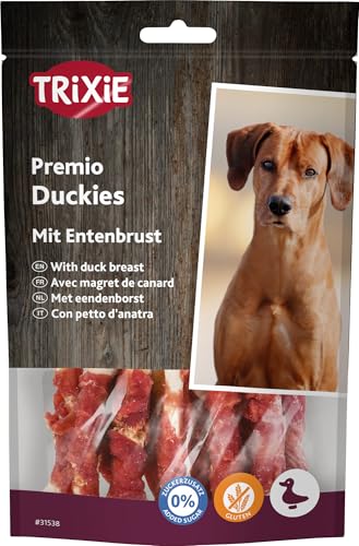 TRIXIE Hundeleckerli PREMIO Hunde-Duckies 100g - Premium Leckerlis für Hunde glutenfrei - ohne Getreide & Zucker, schmackhafte Belohnung für Training & Zuhause