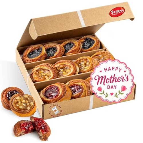 STERN'S BAKERY Fruit Danish Pastry [12 Count] | ASSORTED Fruit Filled Cinnamon Buns for Thanksgiving Gifts, Christmas Food Gifts | Delicous Breakfast Pastries | Kosher, Dairy Free & Nut Free