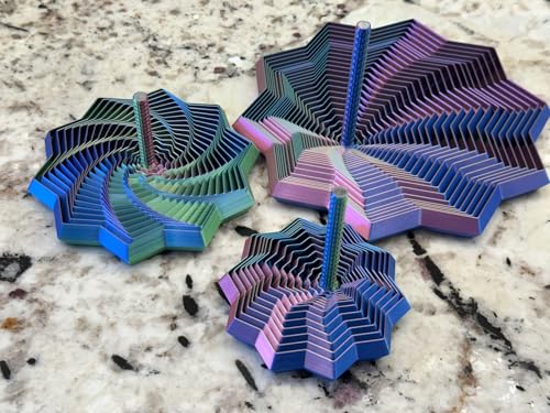 Image of Expanded Sensory Fidget Star with Handle - Visually Captivating and Satisfyingly Noisy! (Black - Gold - Purple, Large)