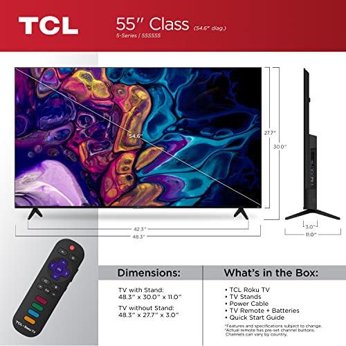 Tcl 55" Class 5-Series 4K Uhd Qled Dolby Vision & Atmos, Vrr, Amd Freesync- 55S555 (2022 Model) Alto 6+ 2.1 Channel Dolby Audio Sound Bar – Ts6110, 240W, 31.5-Inch, Black #TOP2