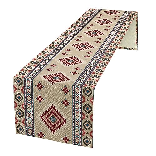 Image of Rustic Ethnic African Table Runner Vintage Tribal Aztec Southwestern Native American Runner for Kitchen Table Dining Room Coffe 13x120 inch