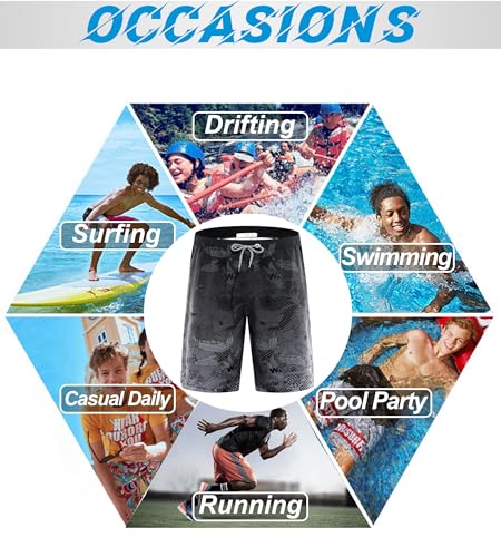 Image of APTRO Men's Long Swim Trunks with Mesh Lining Beach Bathing Suits Board Shorts Swimwear with Pockets and No Mesh