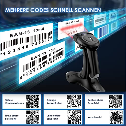 Eyoyo Barcode Scanner für Android, 1D, 2D, QR, kabellos und USB