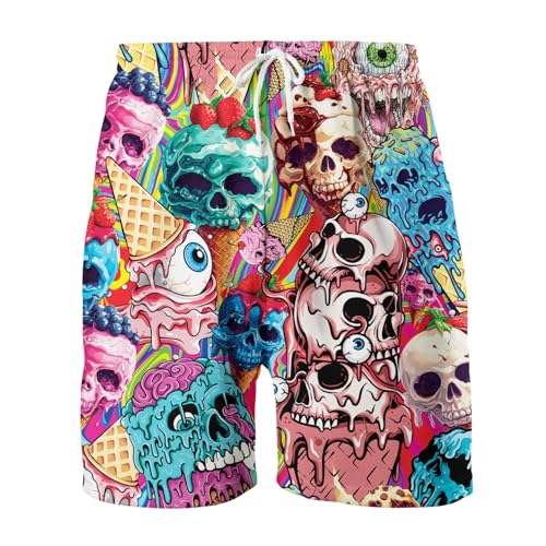 Funny Halloween Pumpkin Hawaiian Shorts for Men Spooky Holiday Beach Hawaiian Mens Shorts Gift for Men